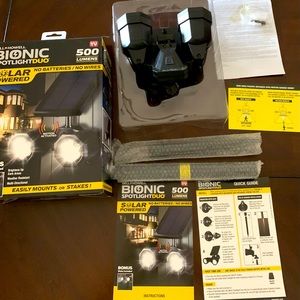 Bell & Howell Bionic Spotlight Duo. Solar powered Motion lights. 500 Lumens